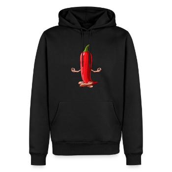 Funny Yoga Hot Chili Vegetable Meditating Jalapeno - Men’s Premium Organic Hoodie - black - Front - Nico (187cm)
