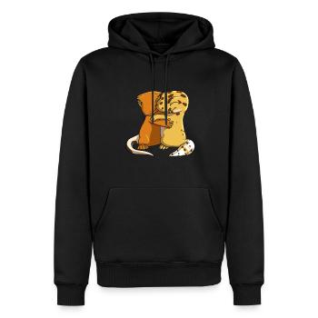 Leopardgecko umarmt Kronengecko - Männer Premium Bio Hoodie - Schwarz - Vorne - Nico (187cm)