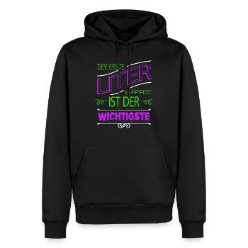 bday tasse verschlafen geburtstagsgeschenkidee - Männer Premium Bio Hoodie - Schwarz - Vorne - Nico (187cm)