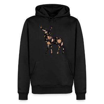 Hirsch - Männer Premium Bio Hoodie - Schwarz - Vorne - Nico (187cm)
