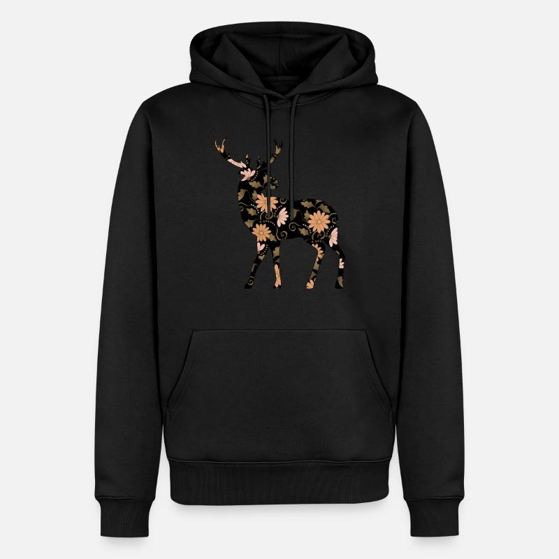 Hirsch - Männer Premium Bio Hoodie - Schwarz
