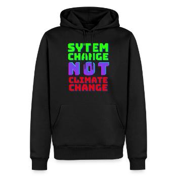 System Change not Climate Change - Männer Premium Bio Hoodie - Schwarz - Vorne - Nico (187cm)