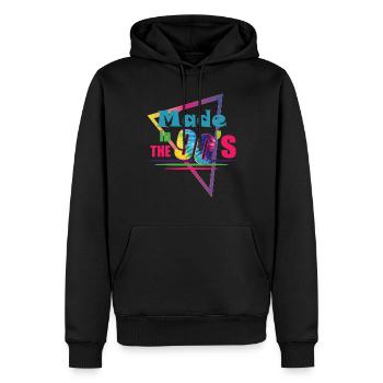 Proverbes des années 1990 Idée cadeau des années 90 - Sweat à capuche Premium bio Homme - noir - Devant - Nico (187cm)
