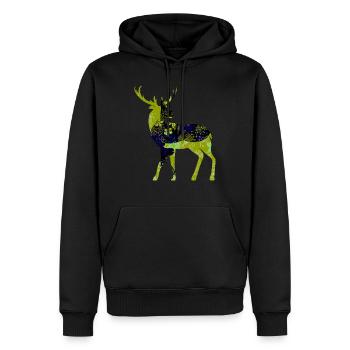Cerf - Sweat à capuche Premium bio Homme - noir - Devant - Nico (187cm)