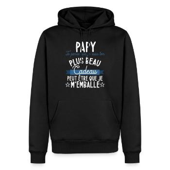 Papy ton plus beau cadeau cadeau grand père - Sweat à capuche Premium bio Homme - noir - Devant - Nico (187cm)