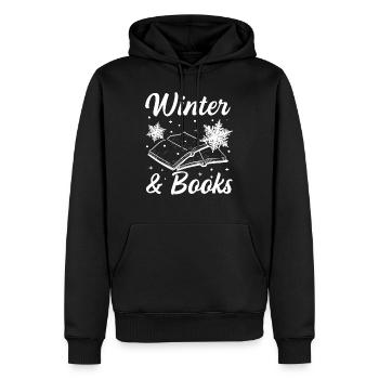 Livres d'hiver Lire Cozy Winter Days - Sweat à capuche Premium bio Homme - noir - Devant - Nico (187cm)