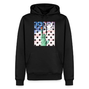 USA, Freiheitsstatue - Männer Premium Bio Hoodie - Schwarz - Vorne - Nico (187cm)