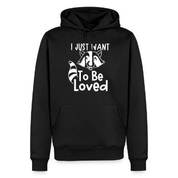 Un raton laveur veut aimer un adorable animal - Sweat à capuche Premium bio Homme - noir - Devant - Nico (187cm)