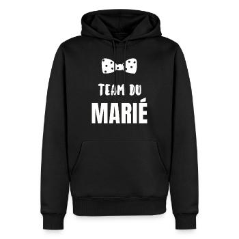 Team du marié - Sweat à capuche Premium bio Homme - noir - Devant - Nico (187cm)