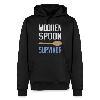 Survivant de la cuillère en bois - Sweat à capuche Premium bio Homme - noir - Devant - Nico (187cm)