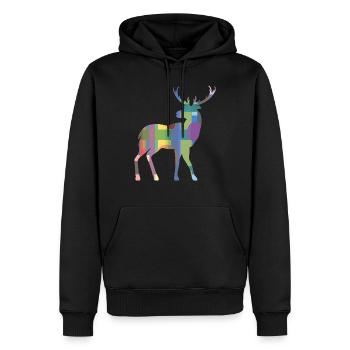Hirsch - Männer Premium Bio Hoodie - Schwarz - Vorne - Nico (187cm)