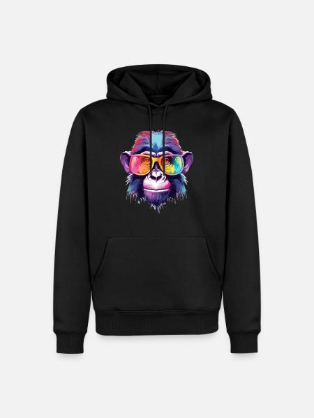 Djimbo the bespectacled monkey - Men’s Premium Organic Hoodie - black