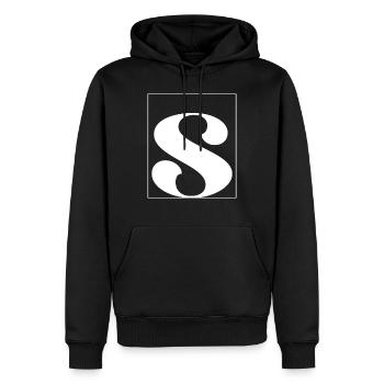 Lettre alphabet s - Sweat à capuche Premium bio Homme - noir - Devant - Nico (187cm)
