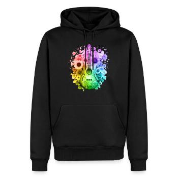 Hippie soul groovy Heure d’été Bonnes vibrations 70s 80s - Sweat à capuche Premium bio Homme - noir - Devant - Nico (187cm)