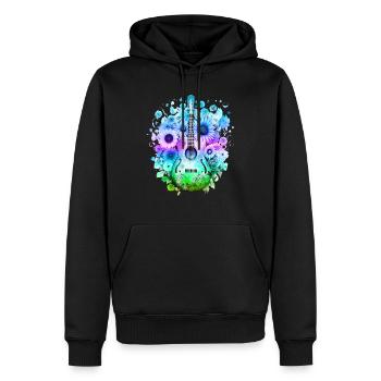 Hippie soul groovy Heure d’été Bonnes vibrations 70s 80s - Sweat à capuche Premium bio Homme - noir - Devant - Nico (187cm)