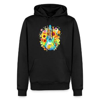 Hippie soul groovy Heure d’été Bonnes vibrations 70s 80s - Sweat à capuche Premium bio Homme - noir - Devant - Nico (187cm)
