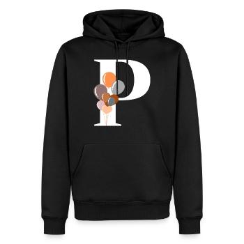 Lettre p ballon d’anniversaire - Sweat à capuche Premium bio Homme - noir - Devant - Nico (187cm)