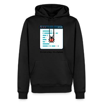 Ce n’est pas un bug, c’est une fonctionnalité - Sweat à capuche Premium bio Homme - noir - Devant - Nico (187cm)
