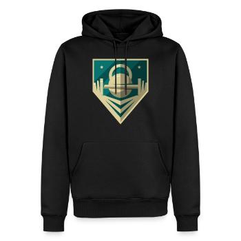 Hantel Logo - Männer Premium Bio Hoodie - Schwarz - Vorne - Nico (187cm)