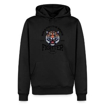 Fighter Team - Construit pour les Braves - Sweat à capuche Premium bio Homme - noir - Devant - Nico (187cm)