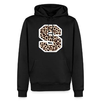 lettre S motif léopard -idée cadeau d’anniversaire - Sweat à capuche Premium bio Homme - noir - Devant - Nico (187cm)