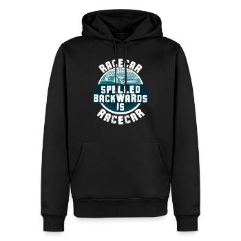 Funny Racecar Spelled Backwards Is Race Car Driver - Men’s Premium Organic Hoodie - black - Front - Nico (187cm)