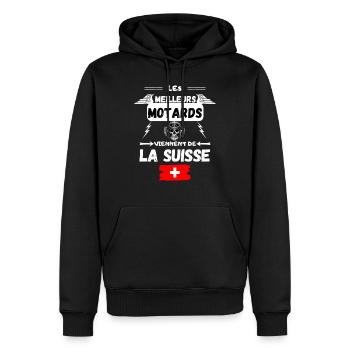 LES MEILLEURS MOTARD SONT EN SUISSE - Sweat à capuche Premium bio Homme - noir - Devant - Nico (187cm)