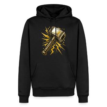 Thors Hammer - Männer Premium Bio Hoodie - Schwarz - Vorne - Nico (187cm)