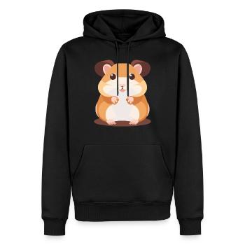 Hamster mignon avec de grands yeux - Sweat à capuche Premium bio Homme - noir - Devant - Nico (187cm)