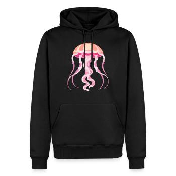 Jellyfish pink - Men’s Premium Organic Hoodie - black - Front - Nico (187cm)
