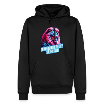 In the Jungle of Life, be the Lion - Men’s Premium Organic Hoodie - black - Front - Nico (187cm)