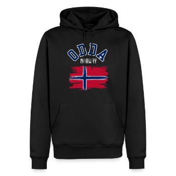 Odda, Norvège - Sweat à capuche Premium bio Homme - noir - Devant - Nico (187cm)