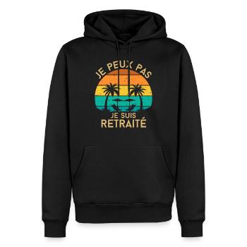 je peux pas je suis retraité.cadeau retraité - Sweat à capuche Premium bio Homme - noir - Devant - Nico (187cm)