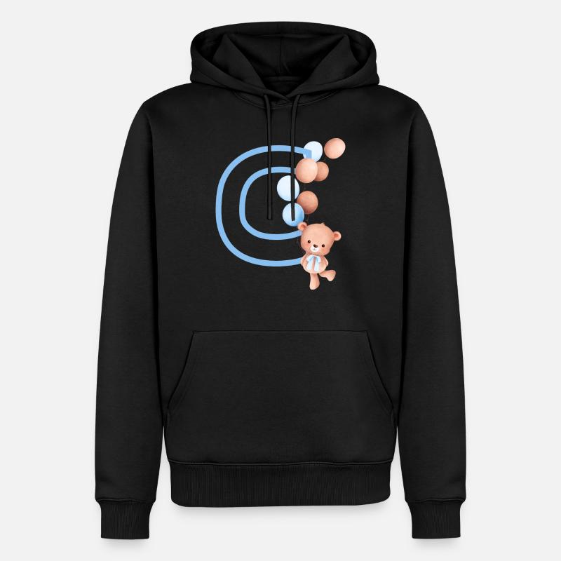 Buchstabe c blauer Bär - Männer Premium Bio Hoodie - Schwarz
