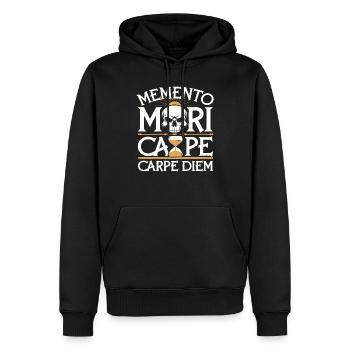Memento Mori Stoicism - Men’s Premium Organic Hoodie - black - Front - Nico (187cm)