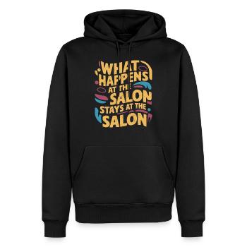 Salon-Geheimnisse bleiben im Salon - Männer Premium Bio Hoodie - Schwarz - Vorne - Nico (187cm)