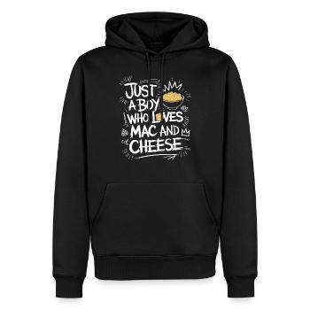 Macaroni au fromage fantaisie - Sweat à capuche Premium bio Homme - noir - Devant - Nico (187cm)