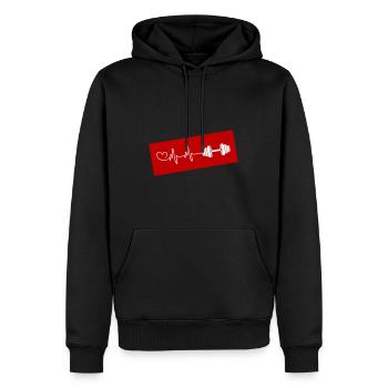 Hantel Puls Liebe - Männer Premium Bio Hoodie - Schwarz - Vorne - Nico (187cm)