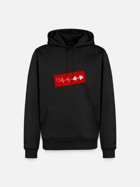 Hantel Puls Liebe - Männer Premium Bio Hoodie - Schwarz
