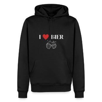 I love Bier Herz Geschenk Bierliebe - Männer Premium Bio Hoodie - Schwarz - Vorne - Nico (187cm)