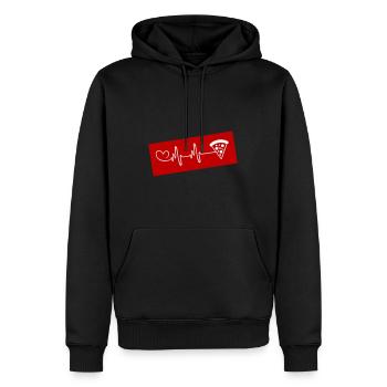 Pizza Puls Herz Liebe - Männer Premium Bio Hoodie - Schwarz - Vorne - Nico (187cm)
