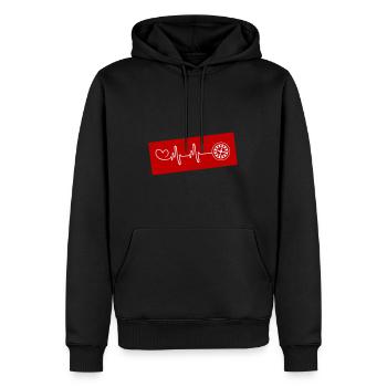 Roulette Pulse Heart - Men’s Premium Organic Hoodie - black - Front - Nico (187cm)