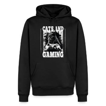Cats and Gaming Cat Kitten Controller Gaming - Men’s Premium Organic Hoodie - black - Front - Nico (187cm)