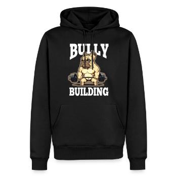 Français Bulldog Frenchie Bodybuilding Dog - Sweat à capuche Premium bio Homme - noir - Devant - Nico (187cm)