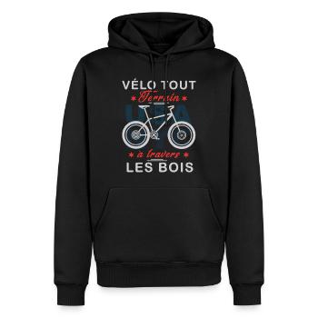Vélo tout terrain à travers les bois - Sweat à capuche Premium bio Homme - noir - Devant - Nico (187cm)