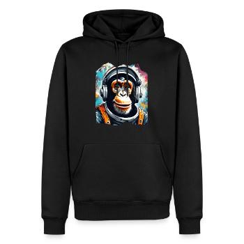 Astronaut chimp with headphones - Men’s Premium Organic Hoodie - black - Front - Nico (187cm)