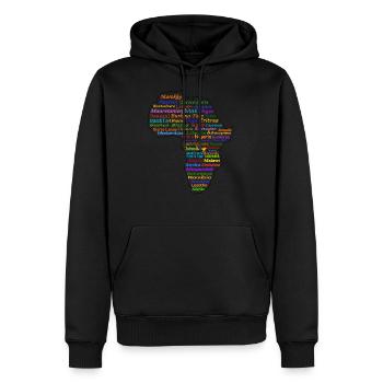 Afrika Länder Karte Umriss Ländernamen - Männer Premium Bio Hoodie - Schwarz - Vorne - Nico (187cm)
