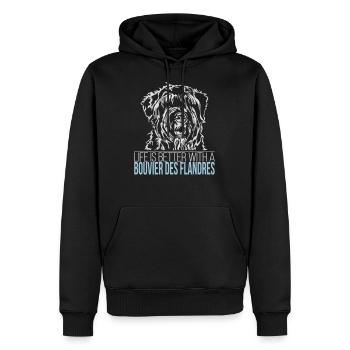 BOUVIER DES FLANDRES life is better Wilsigns - Men’s Premium Organic Hoodie - black - Front - Nico (187cm)