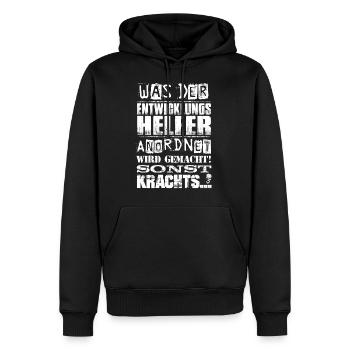 Beruf - Was der Entwicklungshelfer anordnet... - Männer Premium Bio Hoodie - Schwarz - Vorne - Nico (187cm)