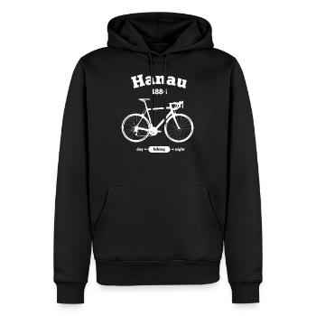 Fahrrad Hanau - Männer Premium Bio Hoodie - Schwarz - Vorne - Nico (187cm)